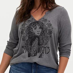 Torrid 3X Plus Grey Waffle Knit Long Sleeve Stevie Nicks Stretch Thermal Tee